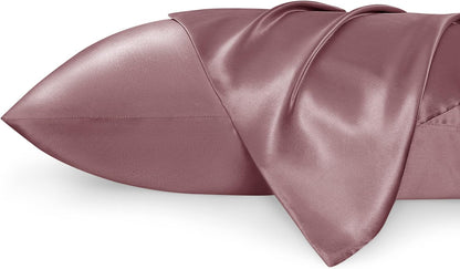 Satin Pillowcases – Queen Size Set of 2, Silk-Like Cooling Pillow Covers for Hair & Skin, Silver Grey (20x30")