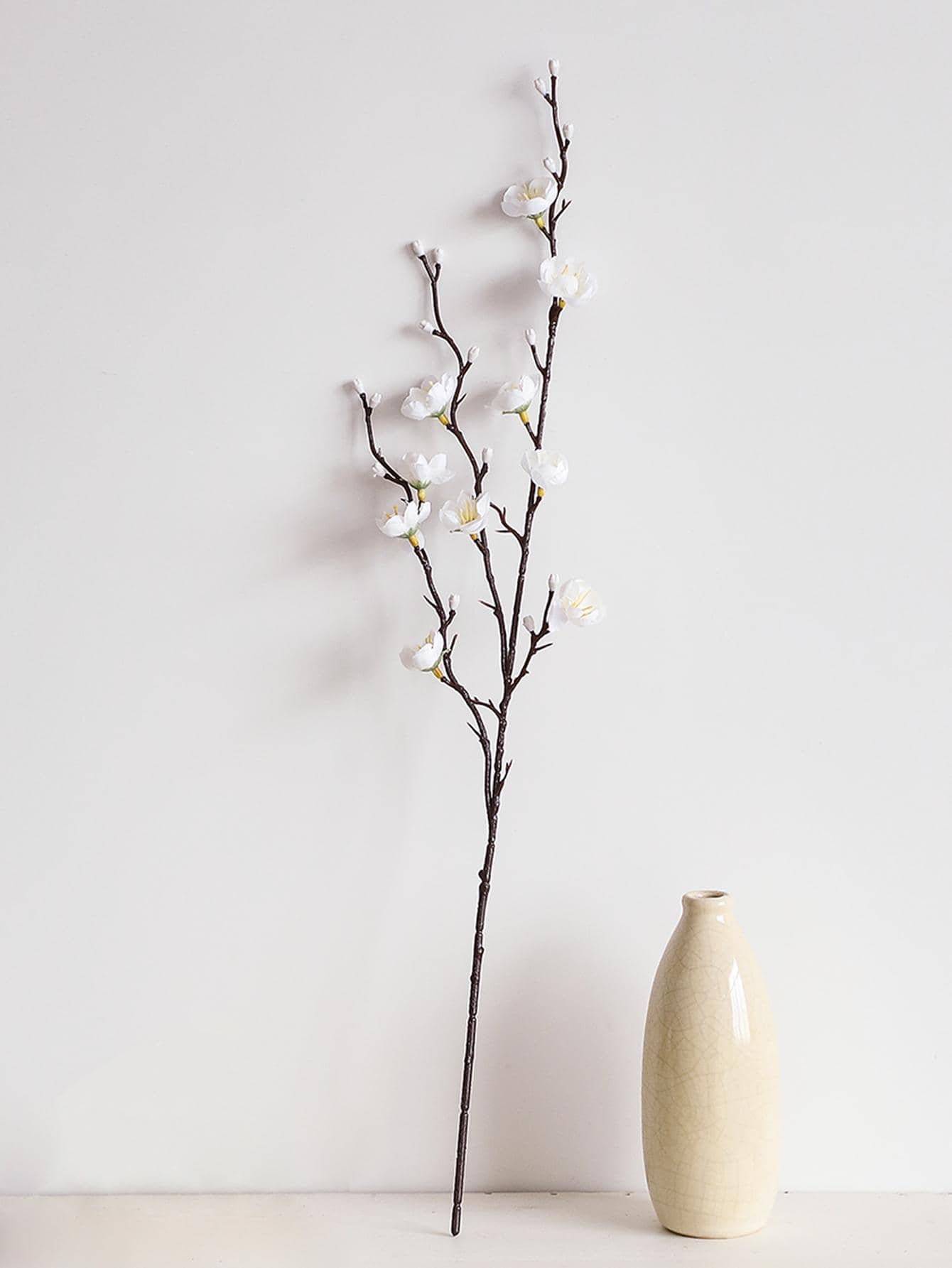 4/8Pcs Artificial White Plum Blossom Stems – 21.7" Faux Wintersweet Flowers for Home, Office & Event Decor