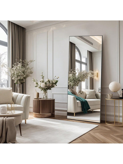 Full Length Standing Mirror – 64"x21" Floor Mirror with Aluminum Frame for Bedroom & Living Spaces
