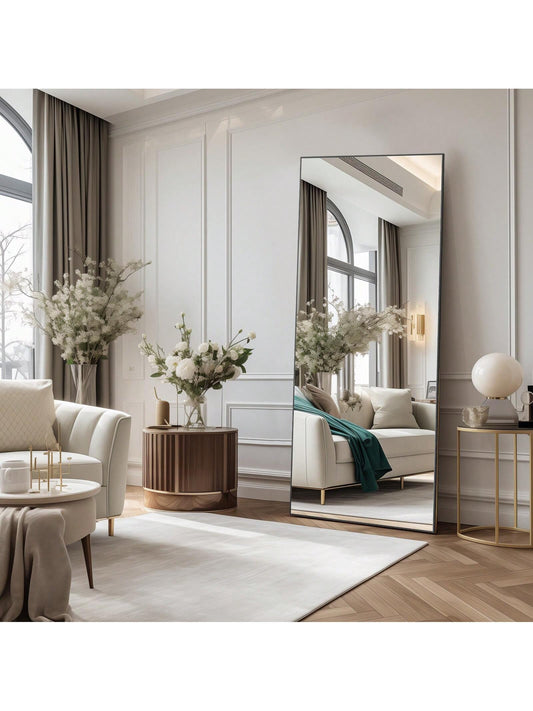 Full Length Standing Mirror – 64"x21" Floor Mirror with Aluminum Frame for Bedroom & Living Spaces