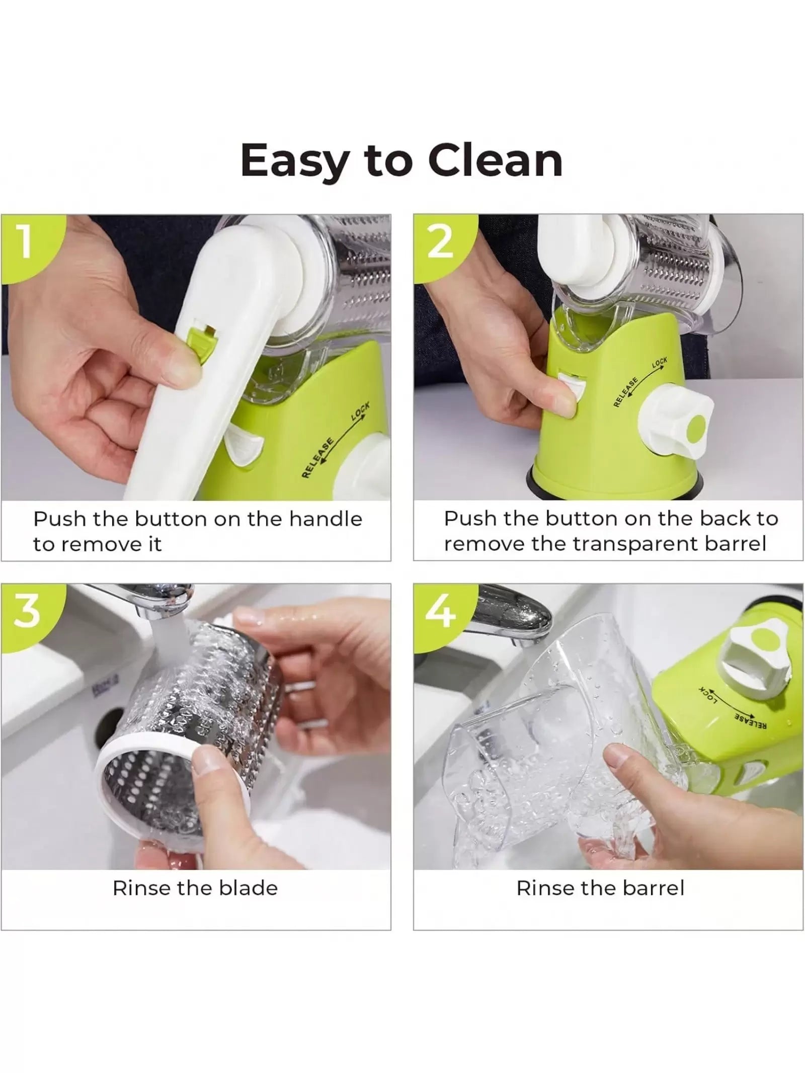 Rotary Cheese Grater & Vegetable Slicer – Manual Mandoline with 3 Interchangeable Blades & Suction Base (Green)