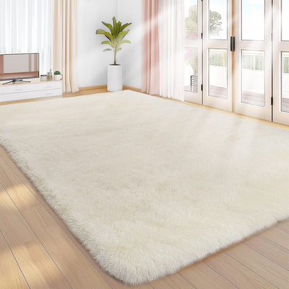 Large Grey Shaggy Area Rug – Ultra-Soft Fluffy Carpet with Non-Slip Bottom for Living Room & Bedroom