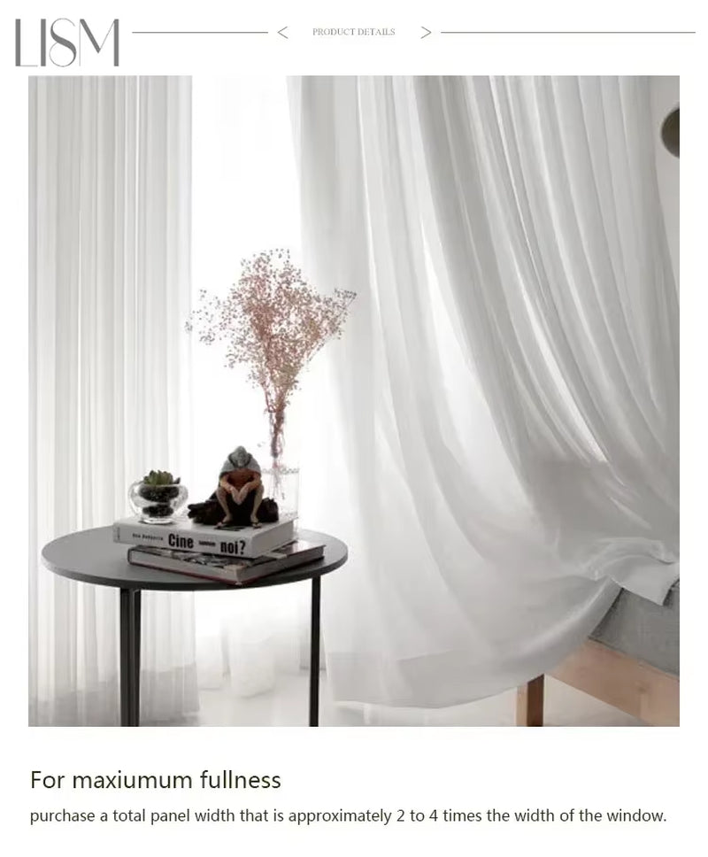 White Sheer Tulle Curtain Panel – Lightweight Voile Window Drapes for Living Room, Bedroom & Kitchen Decor