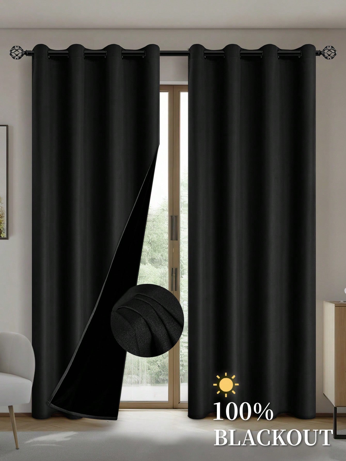 Blackout Thermal Curtain Panels – Insulated Grommet-Top Drapes for Living Room, Bedroom & More (1Pc/2Pcs)