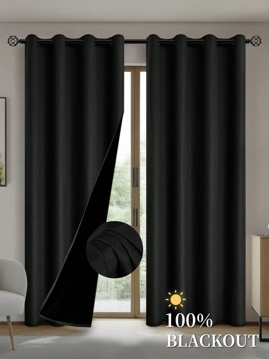 Blackout Thermal Curtain Panels – Insulated Grommet-Top Drapes for Living Room, Bedroom & More (1Pc/2Pcs)