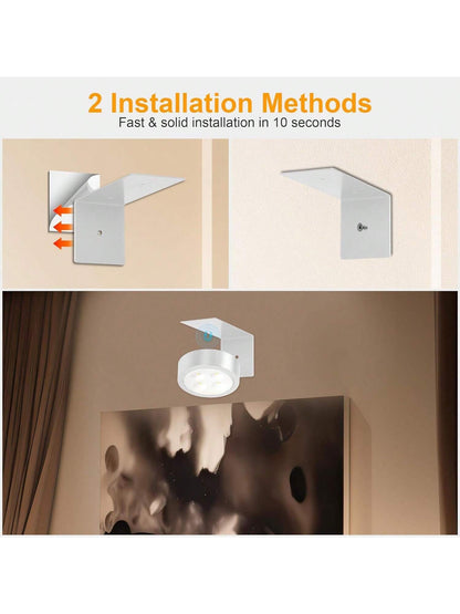3Pcs Wireless LED Picture Lights – Battery Operated Art Display Lights with Remote, Dimmable & Timer Functions
