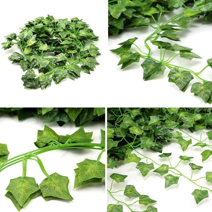 12 Pack Faux Ivy Garland Set – Artificial Vines with Clips for Room, Wall, Garden & Wedding Decor