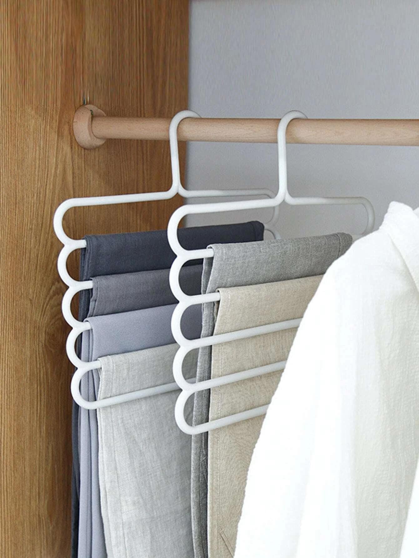 Multifunctional Pants Hanger – Space-Saving Closet Organizer for Jeans, Trousers, Skirts & More (1Pc, White)