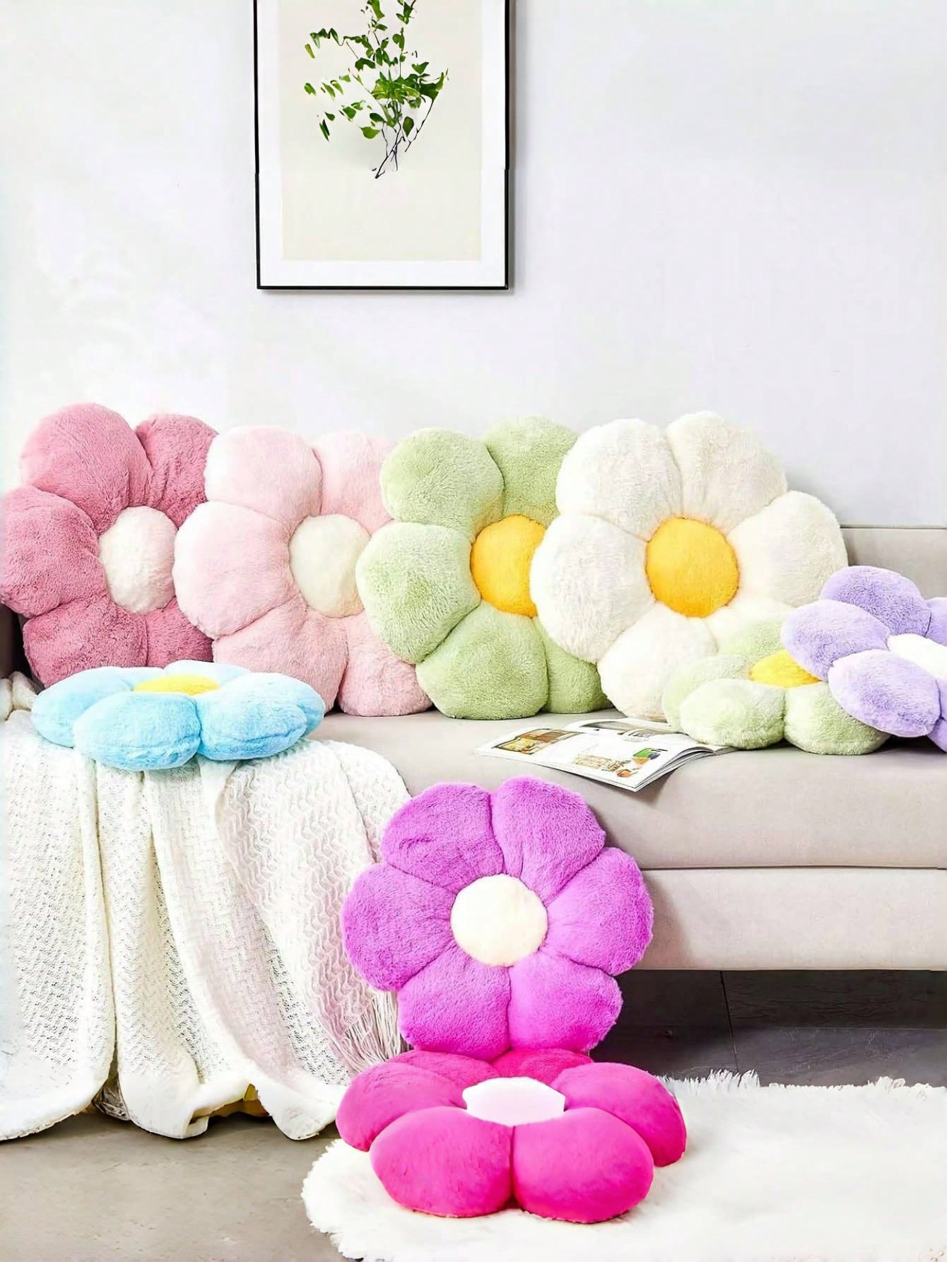 Floral Decorative Plush Pillow – Soft Flower-Shaped Cushion for Spring, Easter & Everyday Home Decor