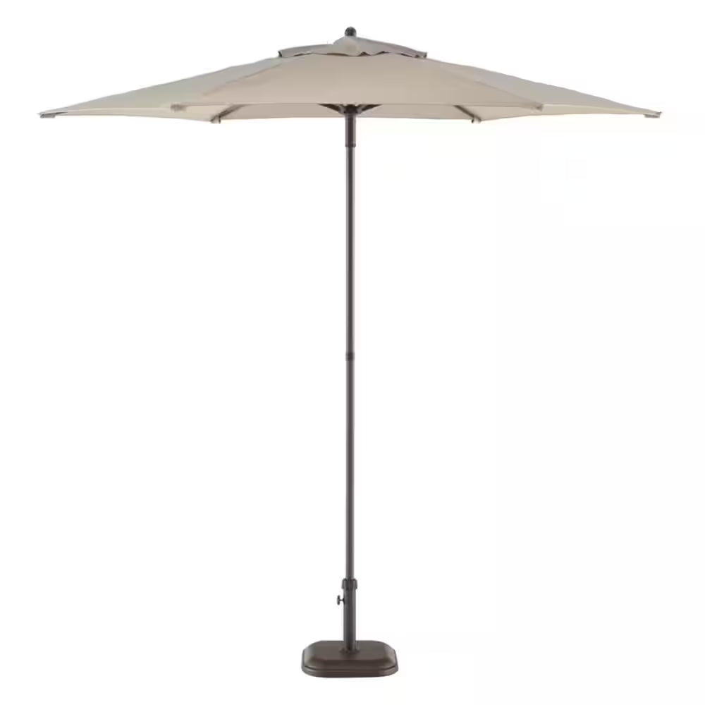 7.5 Ft. Riverbed Tan Steel Market Patio Umbrella – Fade-Resistant Outdoor Shade with Manual Lift