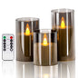 Set of 3 LED Flameless Candles – Acrylic Battery Candles with Remote Control & Timer, Warm Glow for Weddings, Holidays & Home Decor