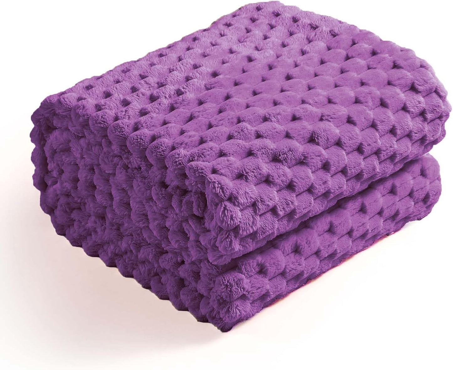 Flannel Fleece Throw Blanket(50X70 Inches), Big 3D Clouds Stylish Hexagon Jacquard Decorative Fuzzy Blankets for Household, Camping, and Travel, Super Soft Cozy, Burnt Orange