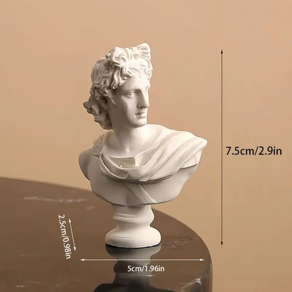 Mini Apollo Bust Statue – Greek God of Sunlight Resin Sculpture | Nordic Style Home Decor & Art Study Figurine