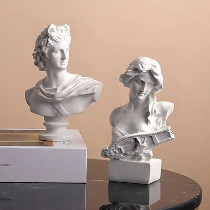 Mini Apollo Bust Statue – Greek God of Sunlight Resin Sculpture | Nordic Style Home Decor & Art Study Figurine