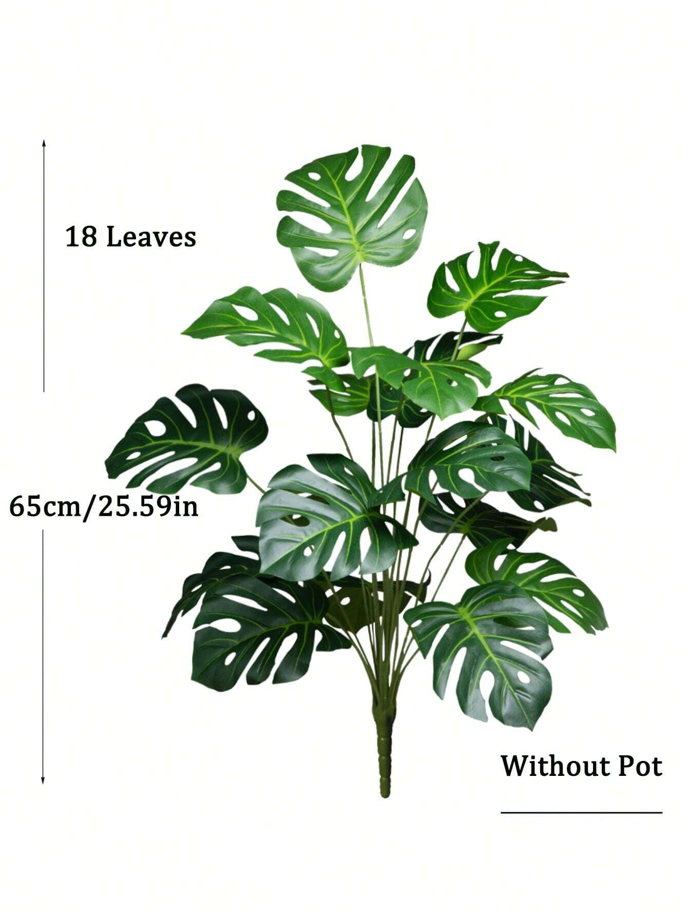 65cm Artificial Monstera Tree – 18 Forks Large Faux Tropical Plant with Turtle Leaves for Home & Garden Decor (No Pot)