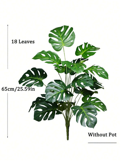 65cm Artificial Monstera Tree – 18 Forks Large Faux Tropical Plant with Turtle Leaves for Home & Garden Decor (No Pot)