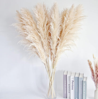 40" Natural Pampas Grass – 10 Stems Tall Beige Dried Floral Bouquet for Boho, Wedding, Farmhouse & Home Decor