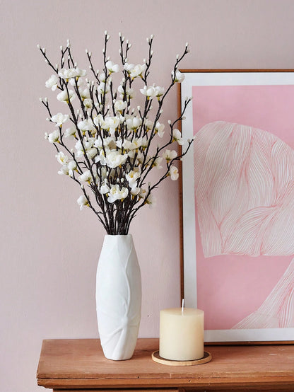 4/8Pcs Artificial White Plum Blossom Stems – 21.7" Faux Wintersweet Flowers for Home, Office & Event Decor