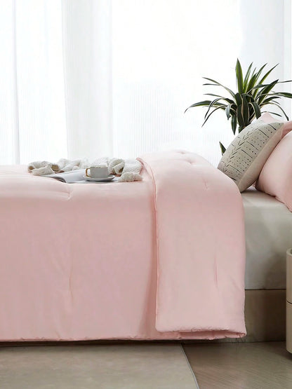 2/3-Piece Super Soft Pink Comforter Set – Queen Size Bedding for All Seasons