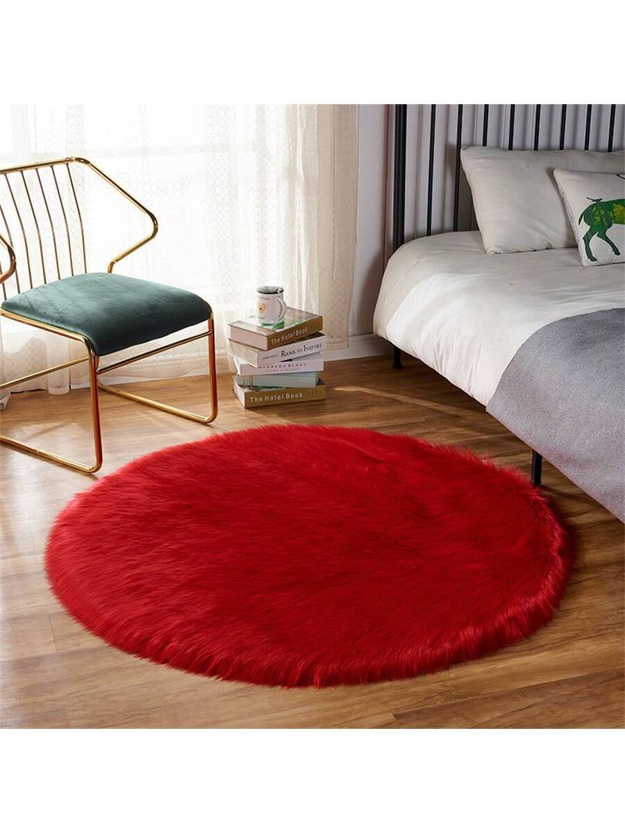 Fluffy Round Plush Carpet – Soft Long Shag Rug for Living Room & Home Decor, Machine Washable