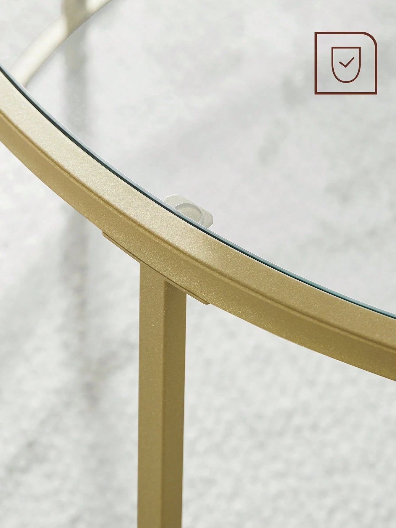 Gold Round Glass Side Table – Modern Metal Frame End Table for Living Room, Bedroom & Balcony