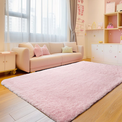 Large Grey Shaggy Area Rug – Ultra-Soft Fluffy Carpet with Non-Slip Bottom for Living Room & Bedroom