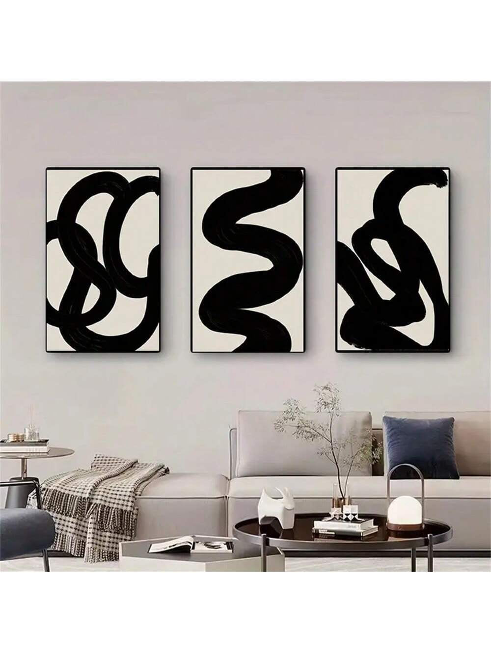 1/3Pcs Minimalist Black & White Canvas Art Set – Abstract Landscape Prints for Modern Living Room, Bedroom & Office