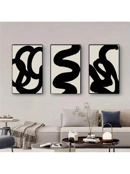 1/3Pcs Minimalist Black & White Canvas Art Set – Abstract Landscape Prints for Modern Living Room, Bedroom & Office