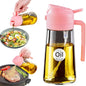 2-in-1 Olive Oil Dispenser & Sprayer – 16oz Glass Bottle for Cooking, Salad, BBQ (Black)