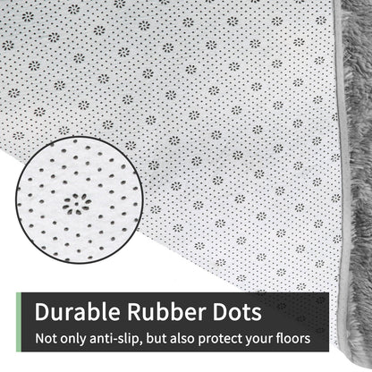 Large Grey Shaggy Area Rug – Ultra-Soft Fluffy Carpet with Non-Slip Bottom for Living Room & Bedroom
