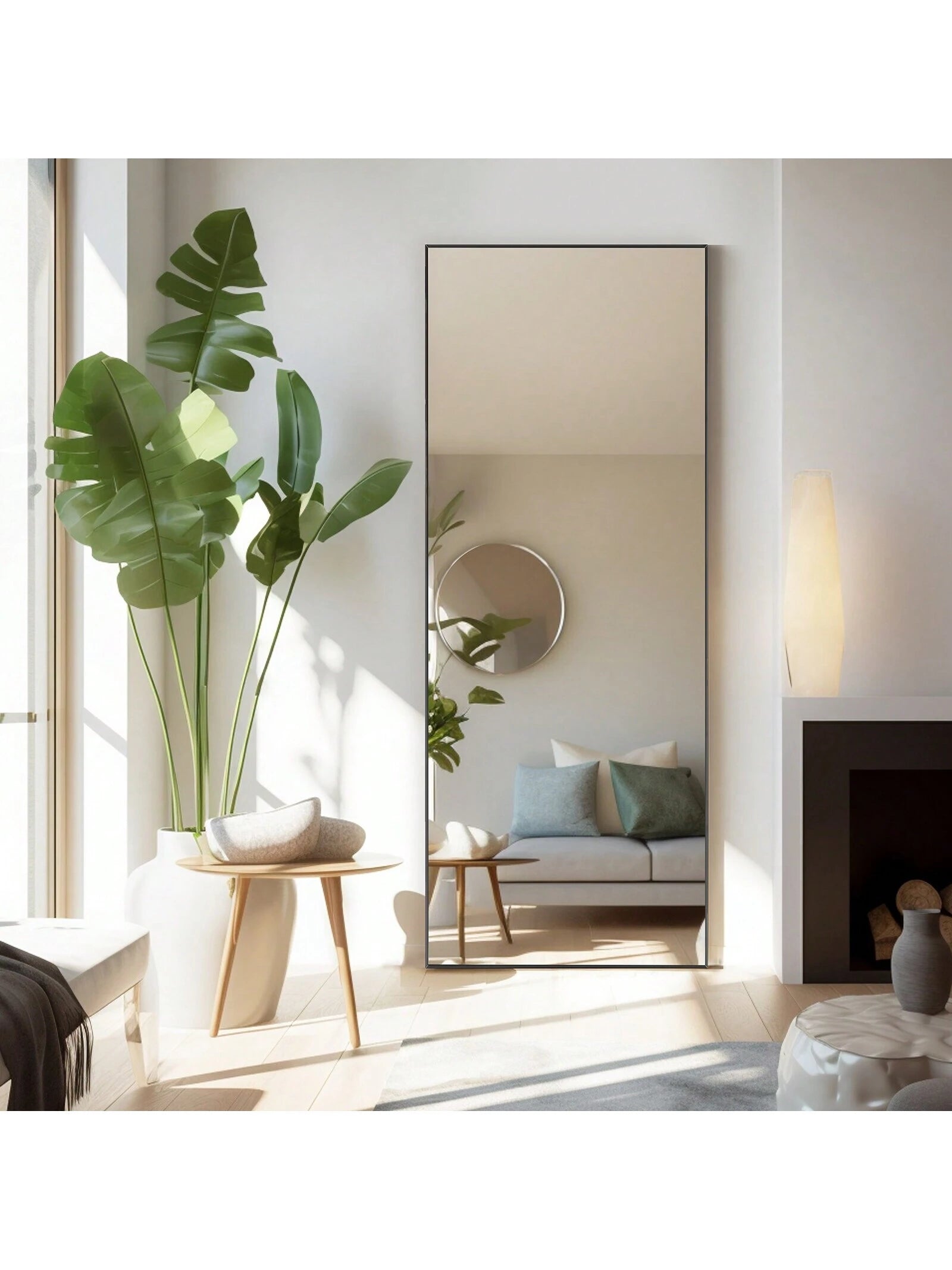 Sweetcrispy Mirror Full Length, 21"X64" Body Wall Mirrors with Shatter-Proof Glass, Floor Standing, Hanging or Leaning, Large Tall Mirror with Stand Aluminum Alloy Frame for Bedroom Cloakroom
