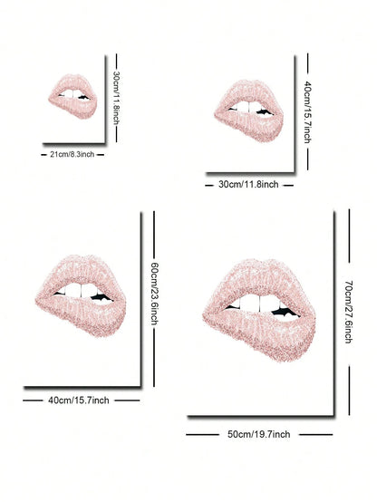 3Pcs Pink Lips & Floral Perfume Canvas Art Set – Fashion Wall Prints for Girls' Rooms, Salons, & Modern Spaces