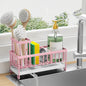 Black Stainless Steel Kitchen Sink Caddy – Rotatable Spout Sponge Holder with Brush Organizer & Soap Storage
