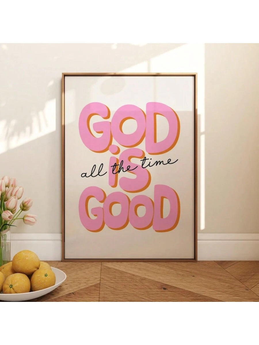 "God Is Good All the Time" Retro Christian Wall Art – Unframed Canvas Print