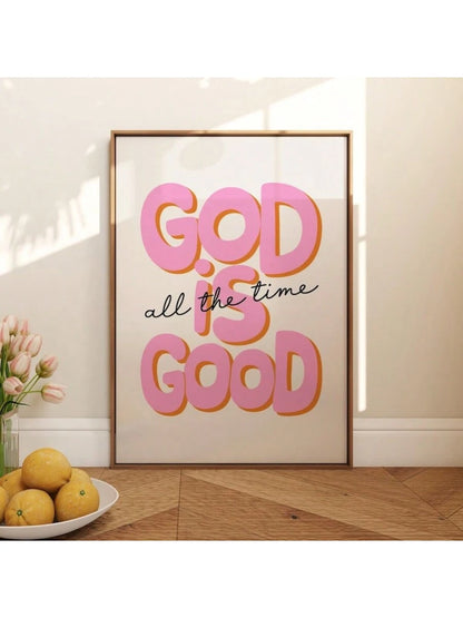 "God Is Good All the Time" Retro Christian Wall Art – Unframed Canvas Print