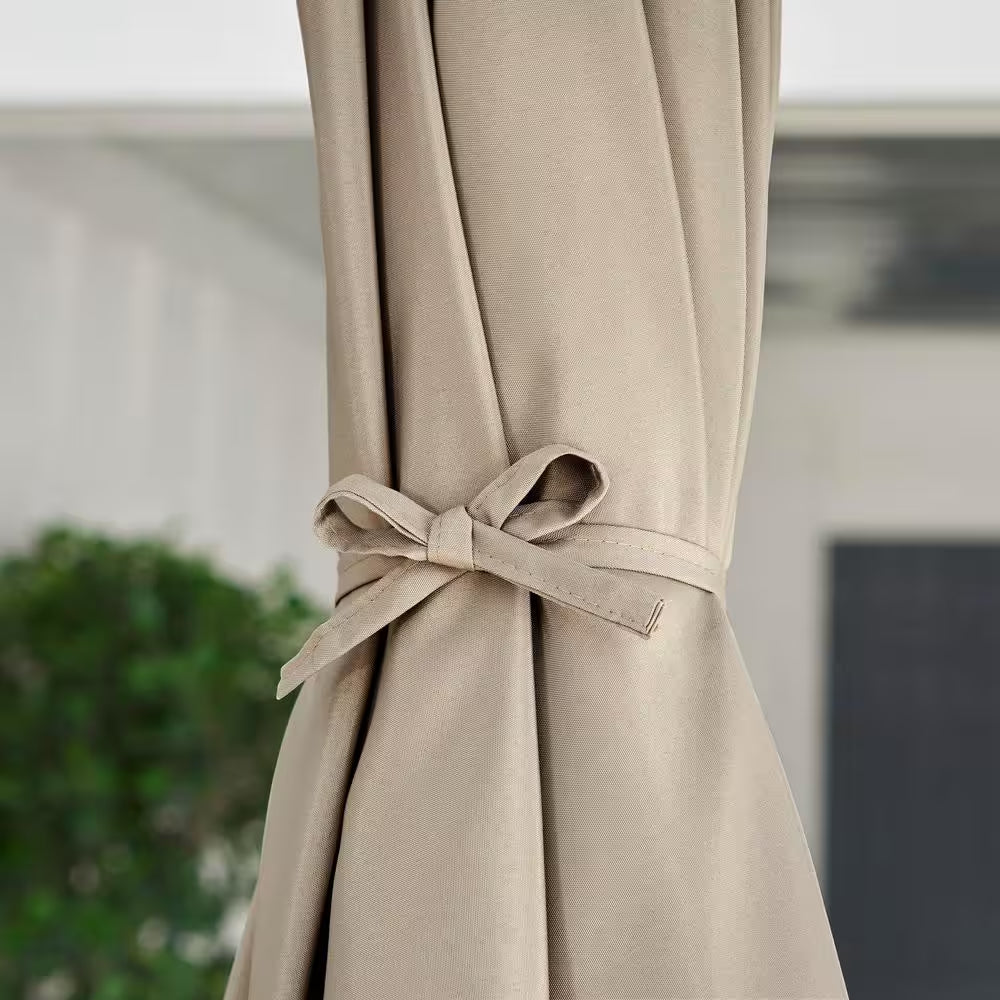 7.5 Ft. Riverbed Tan Steel Market Patio Umbrella – Fade-Resistant Outdoor Shade with Manual Lift