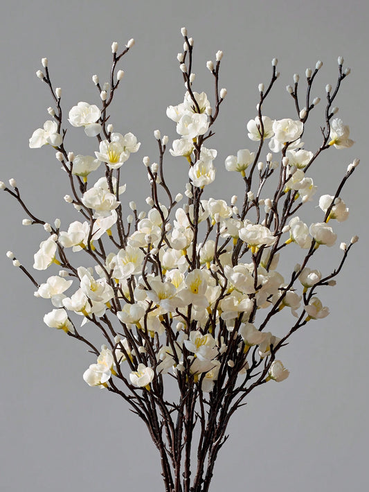 4/8Pcs Artificial White Plum Blossom Stems – 21.7" Faux Wintersweet Flowers for Home, Office & Event Decor