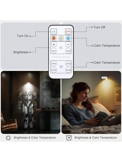 3Pcs Wireless LED Picture Lights – Battery Operated Art Display Lights with Remote, Dimmable & Timer Functions