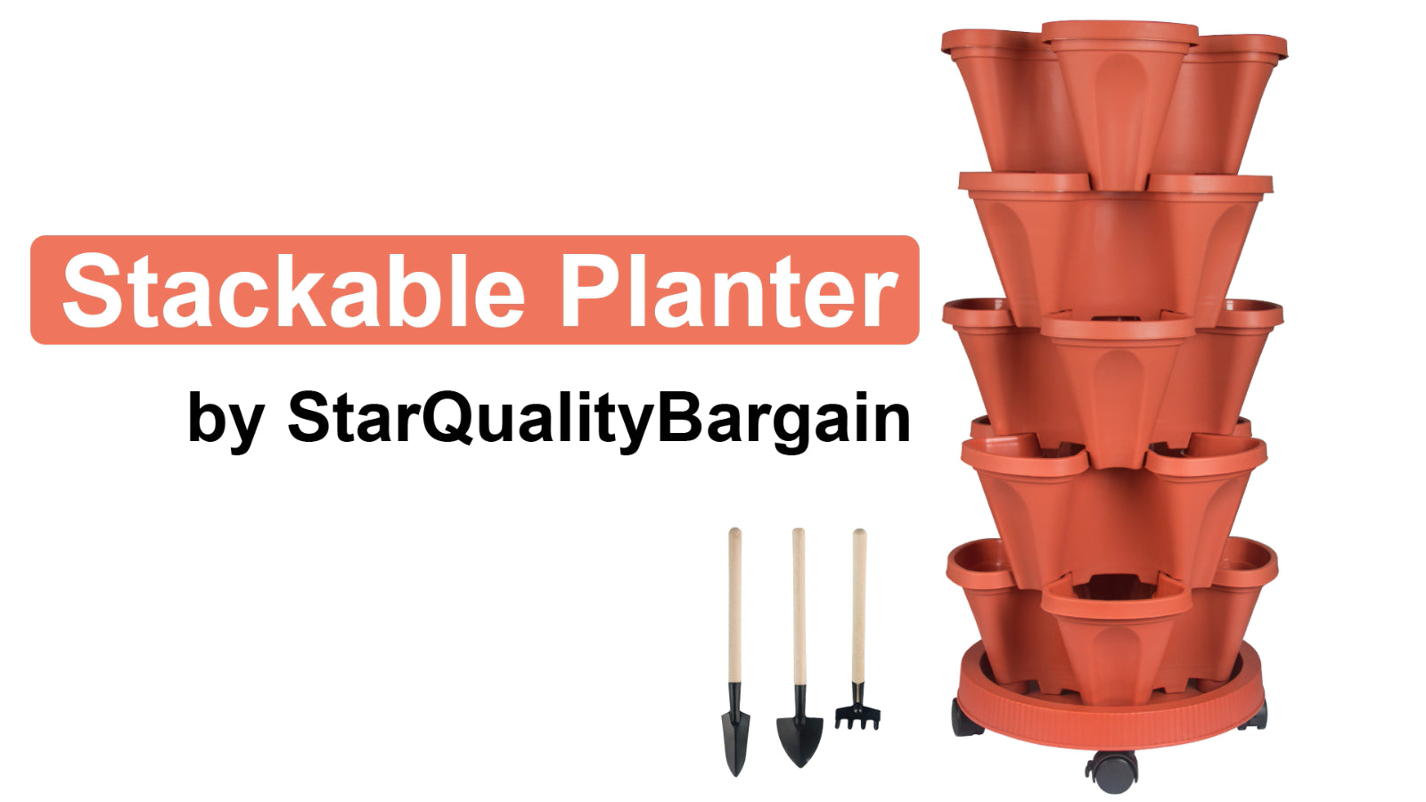 🌱 Product Title: 7-Tier Stackable Vertical Planter with Wheels & Garden Tool Set – Space-Saving Plant Tower for Indoors & Outdoors