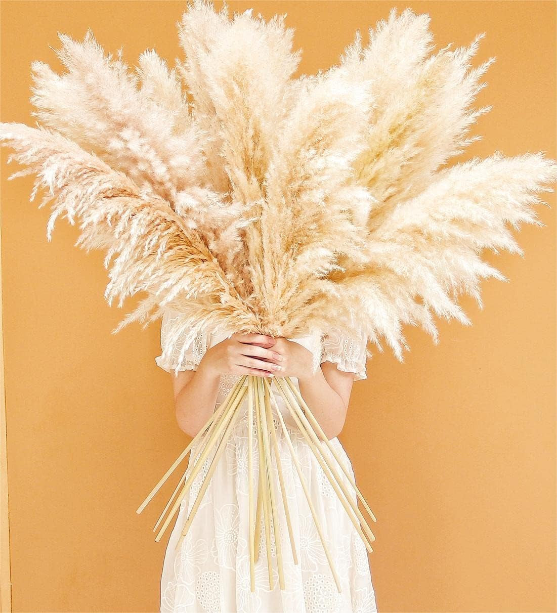 40" Natural Pampas Grass – 10 Stems Tall Beige Dried Floral Bouquet for Boho, Wedding, Farmhouse & Home Decor