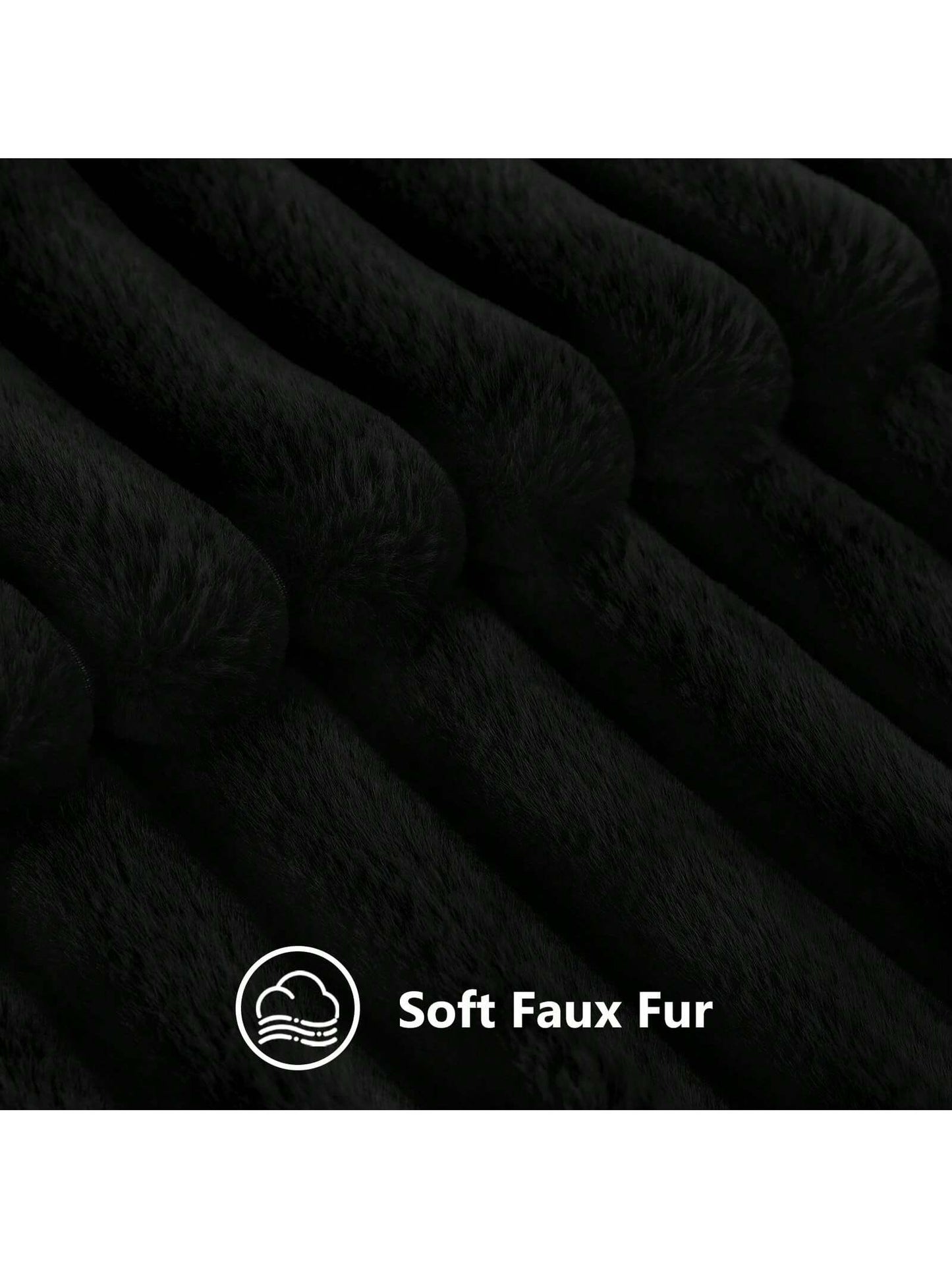 Black Faux Fur Velvet Pillow Covers – Soft Striped Decorative Cushion Cases for Couch or Bed