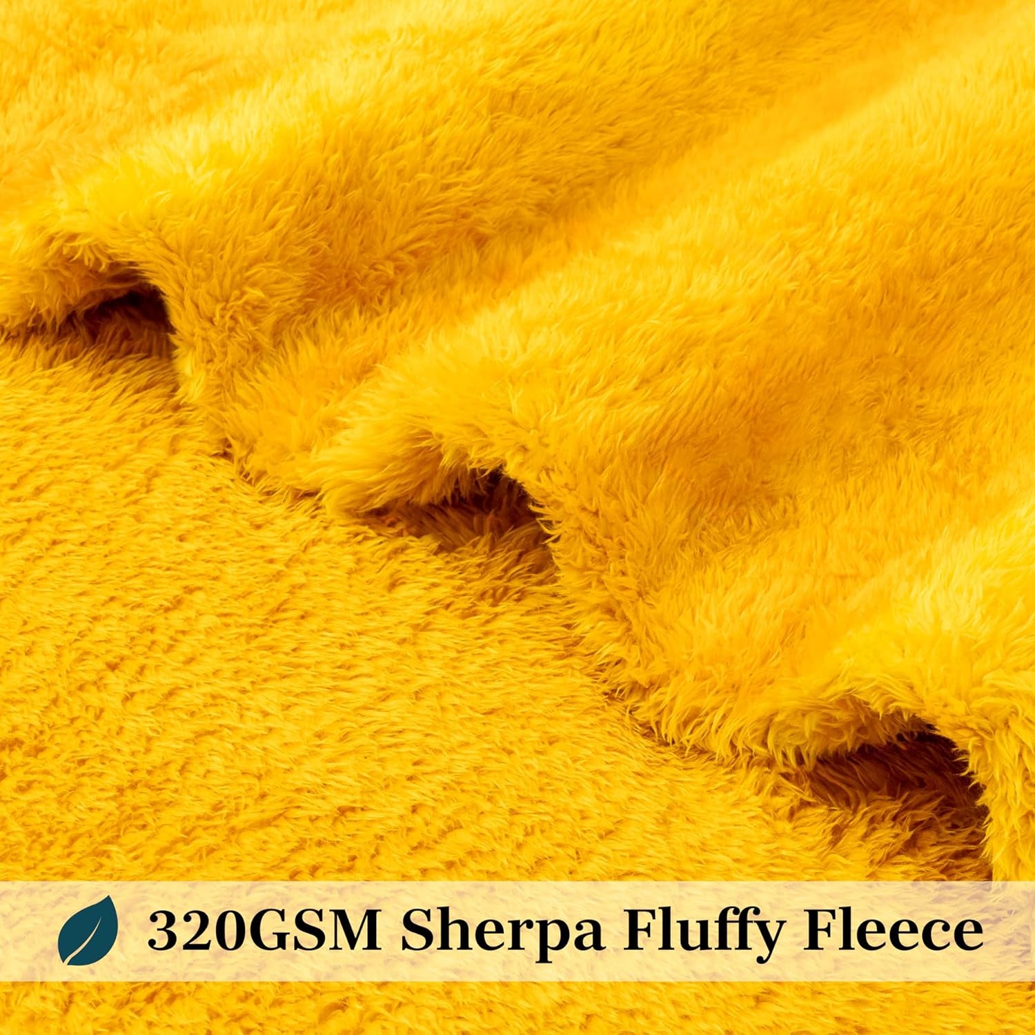Yellow Gold Sherpa Fleece Throw Blanket – 50x60” Cozy, Lightweight & Plush Decorative Blanket for Sofa, Bed & Travel