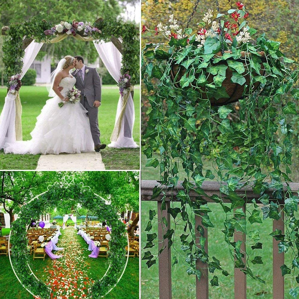 12 Pack Faux Ivy Garland Set – Artificial Vines with Clips for Room, Wall, Garden & Wedding Decor
