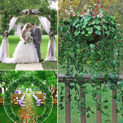 12 Pack Faux Ivy Garland Set – Artificial Vines with Clips for Room, Wall, Garden & Wedding Decor