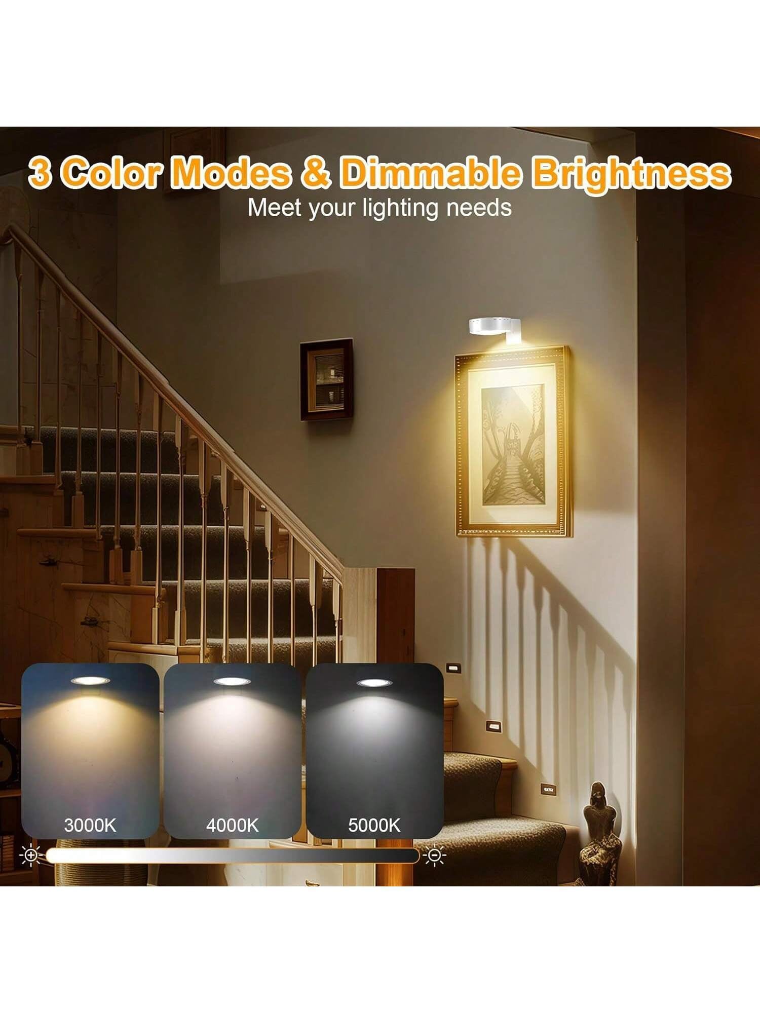 3Pcs Wireless LED Picture Lights – Battery Operated Art Display Lights with Remote, Dimmable & Timer Functions