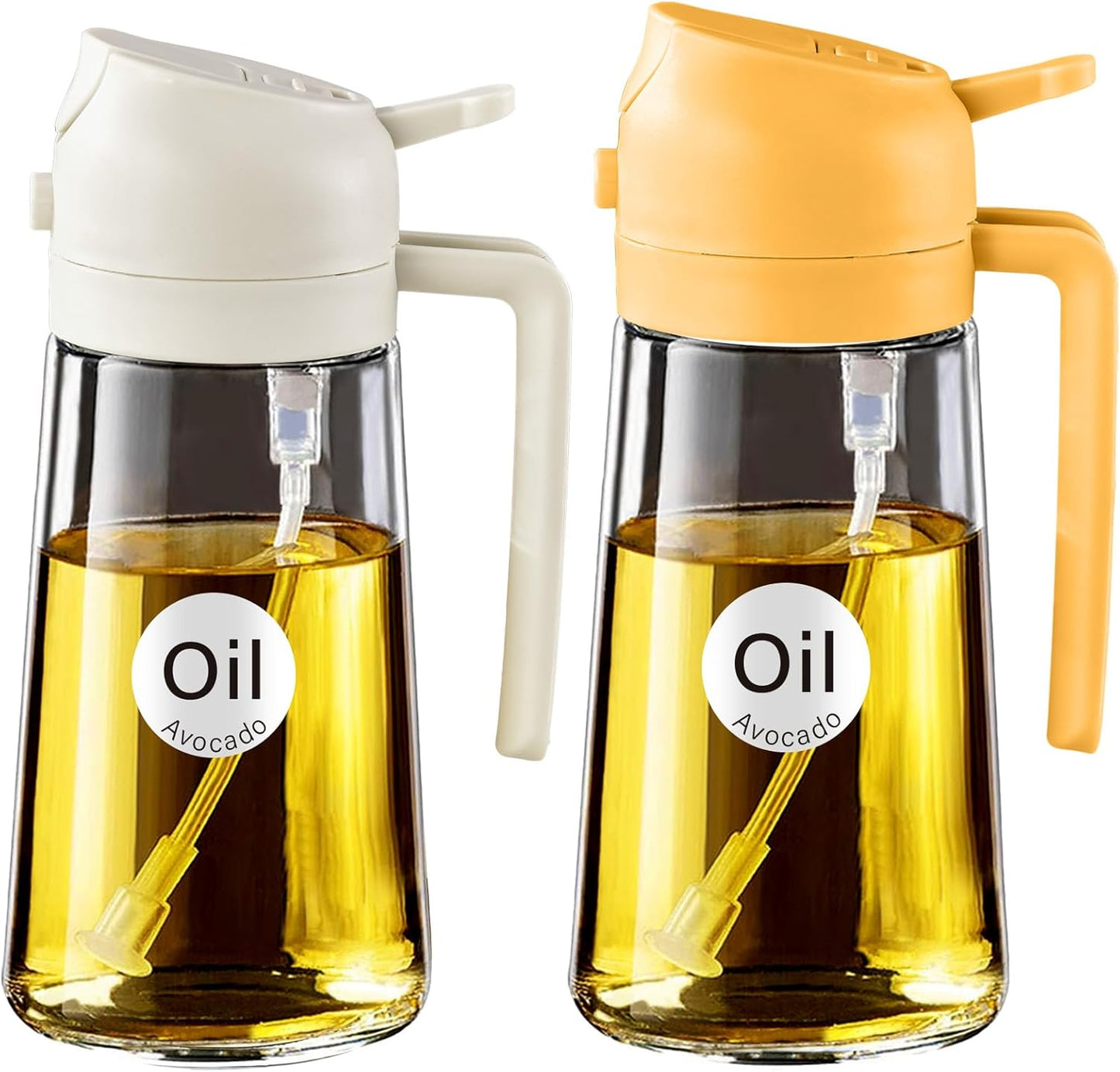 2-in-1 Olive Oil Dispenser & Sprayer – 16oz Glass Bottle for Cooking, Salad, BBQ (Black)