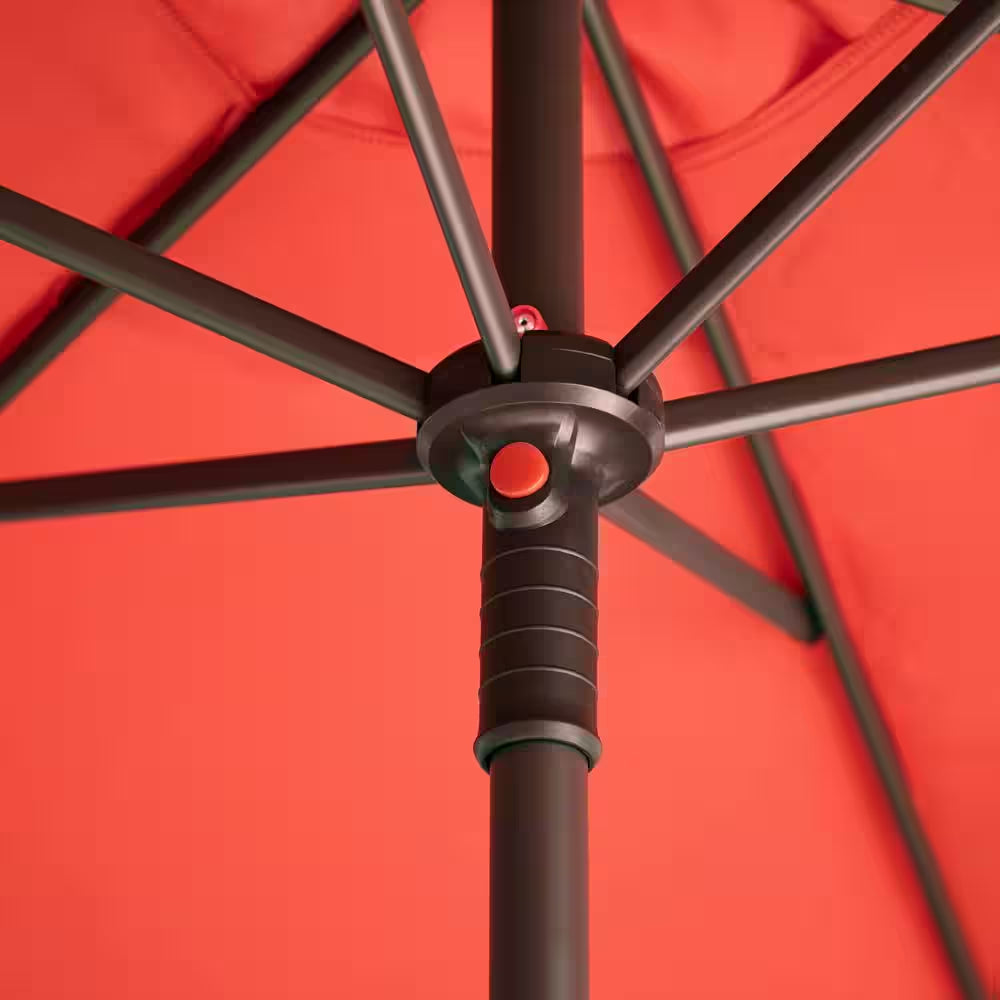 7.5 Ft. Ruby Red Steel Market Patio Umbrella – Vibrant Outdoor Shade with Manual Push-Up Lift