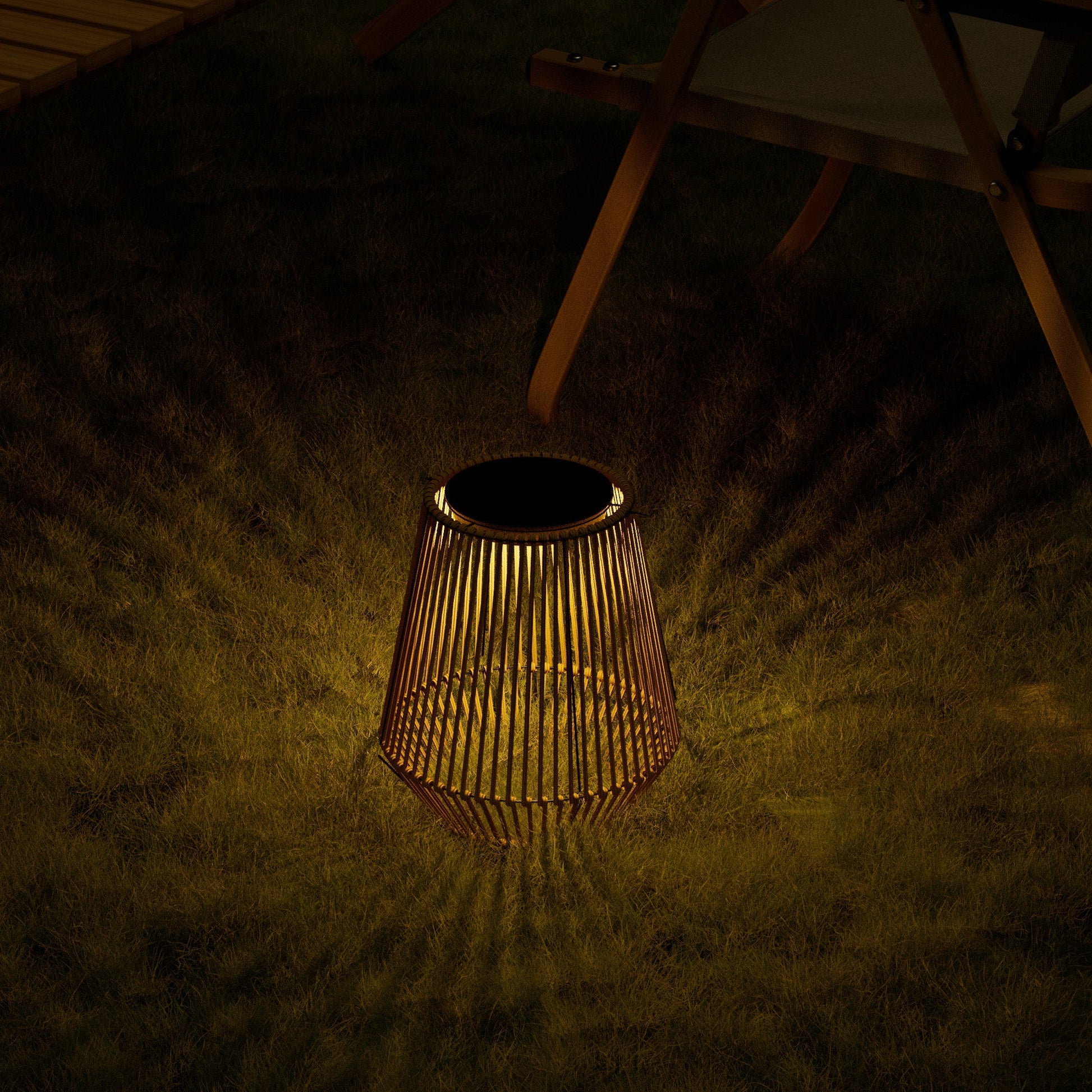 Solar Powered Outdoor Rattan Lantern – Waterproof LED Garden Light with Auto On/Off