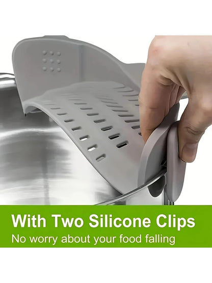 Silicone Pot Side Drainer – Clip-On Kitchen Strainer for Pasta, Vegetables & Noodles