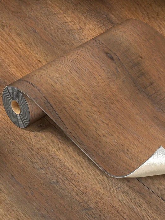Peel & Stick Vinyl Flooring Roll – 300cm/118in Self-Adhesive Waterproof Wood Plank Floor Covering for Any Room